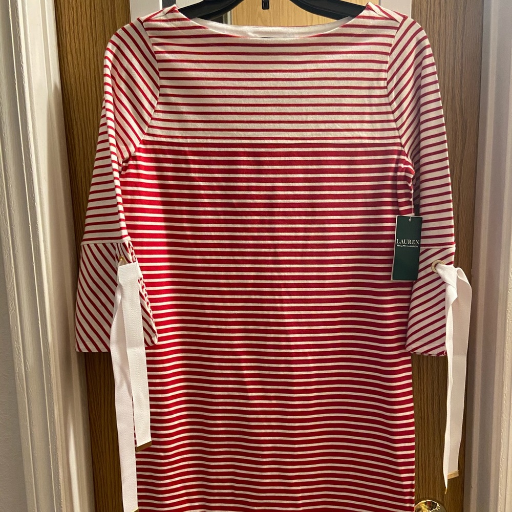 Ralph Lauren red multi cotton lipstick dress